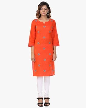 orange colour kurti design