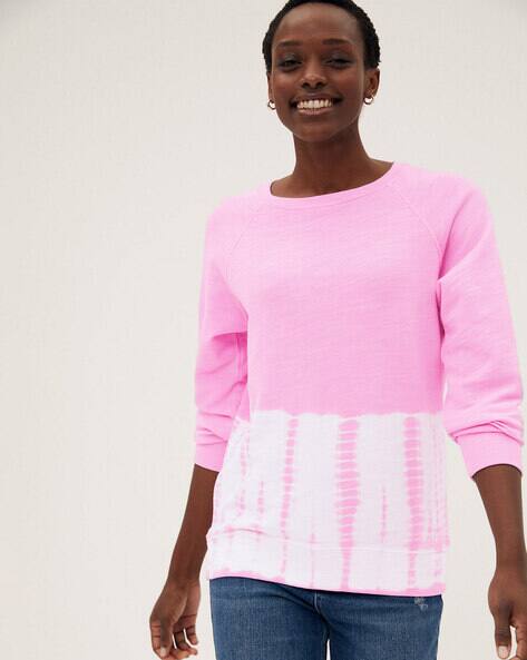 Marks & Spencer Pure Cotton Tie Dye Crew-Neck Sweatshirt