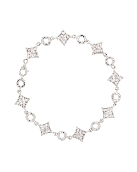 925 Sterling Silver Stone-Studded Link Bracelet