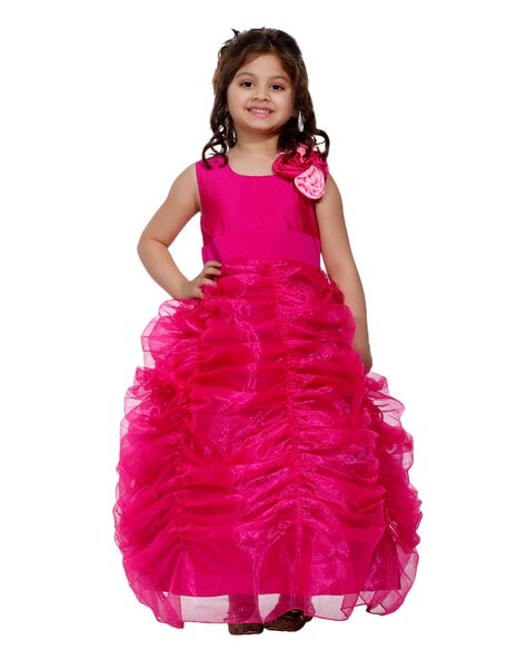 Buy WISH LITTLLE A-line Frock with Rosette Applique | AJIO