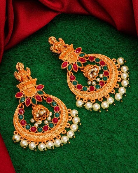 Women's Alloy Chandbali Earring in WhiteDefault Title | Indian jewellery  design earrings, Indian jewelry sets, Bridal jewellery earrings