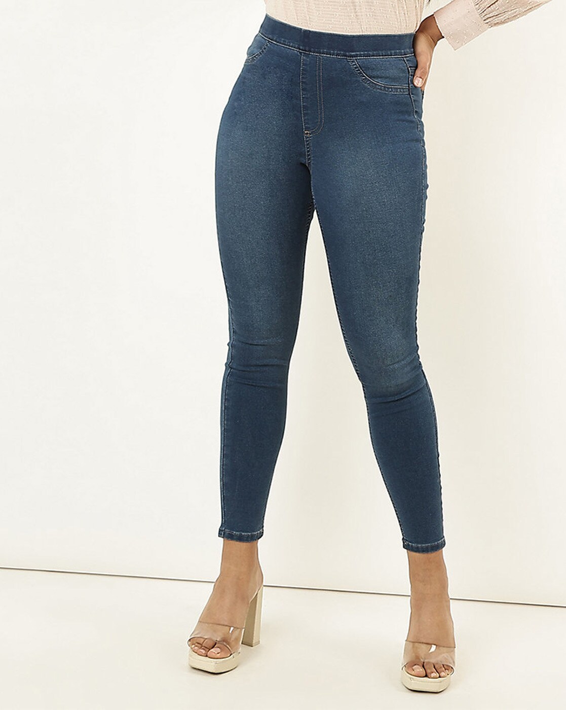 Marks & Spencer Cotton Mix Plain Skinny Fit Jeggings