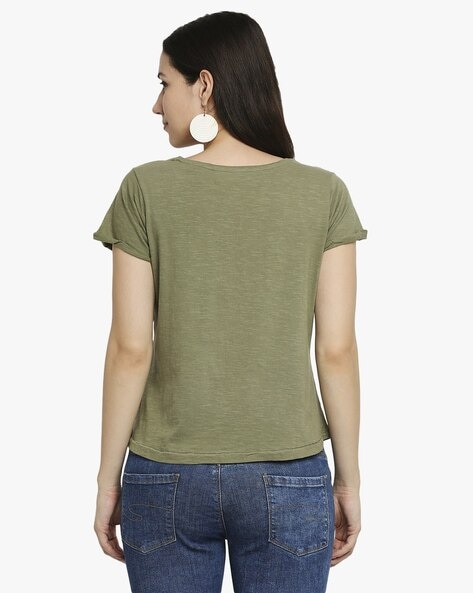 Women's plain olive green t shirt, T shirts for women