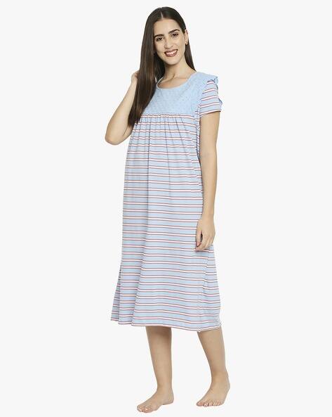Buy Blue u0026 Peach Nightshirtsu0026Nighties for Women by SHYLA Online | Ajio.com