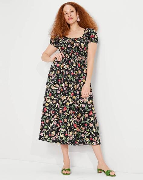 Buy KATE SPADE Rooftop Garden Floral Print Riviera A-line Dress | Black  Color Women | AJIO LUXE