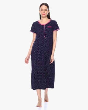 Buy Juliet Cotton Mid Length Nightdress - Blue at Rs.999 online