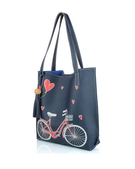 STYLE 98 Graphic Print Tote Bag with Tassels