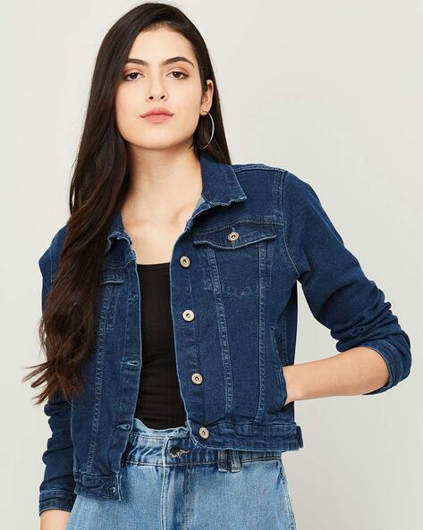 Buy MIXT by Nykaa Fashion White Full Sleeves Solid Cropped Denim Jacket  Online
