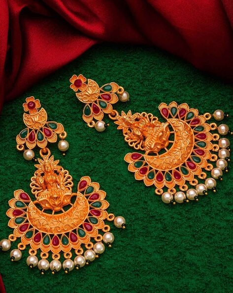 Jadau Necklace Set in 22k Gold With Chandbali Styled Earrings GNS 051