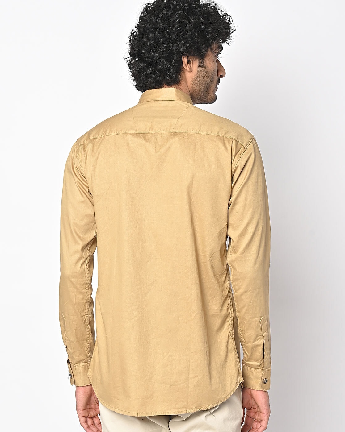 Buy DAGİ Beige Shirts, Shirt Collar, Long Sleeve Beachwear for Men