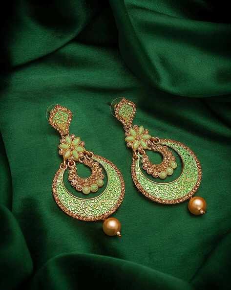 Stunning Gold Plated American Micro Diamond Chandbali Earrings