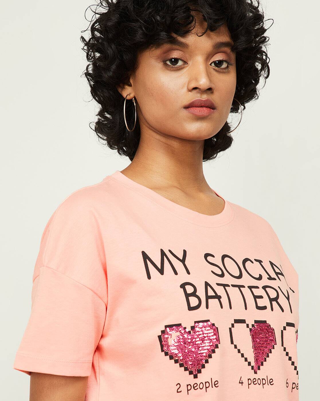 Buy Orange Tshirts for Women by Ginger 