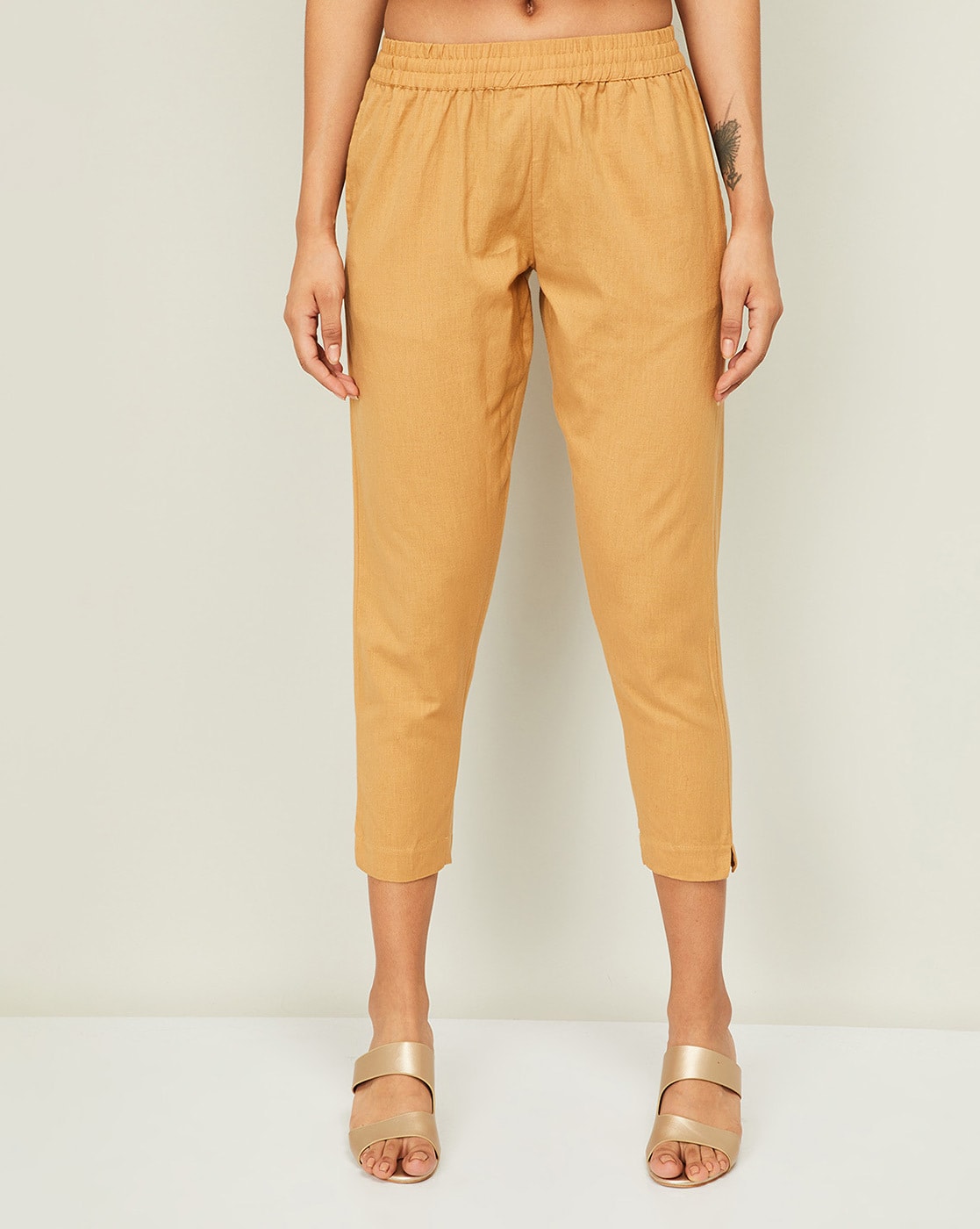PATRORNA Gold High Rise Straight Fit Trousers