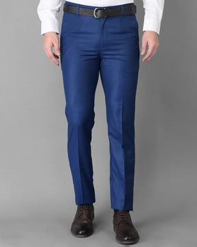 Buy Men Blue Slim Fit Solid Casual Trousers Online  859669  Allen Solly