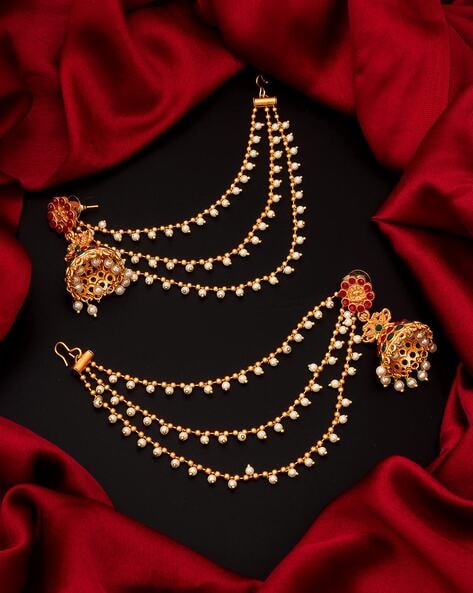 Gold jhumkas sales with maati