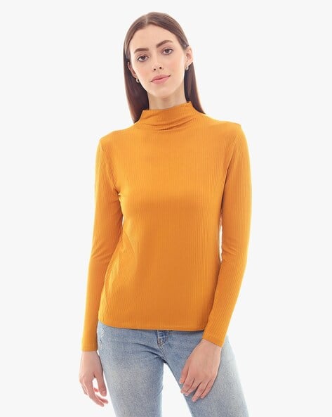 Buy Mustard Yellow Tshirts for Women by DJ u0026 C Online | Ajio.com