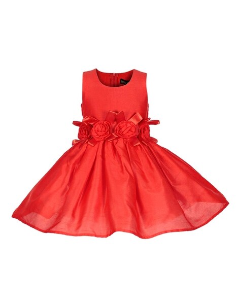 Buy WISH LITTLLE Fit & Flare Frock with Rosette Applique | AJIO