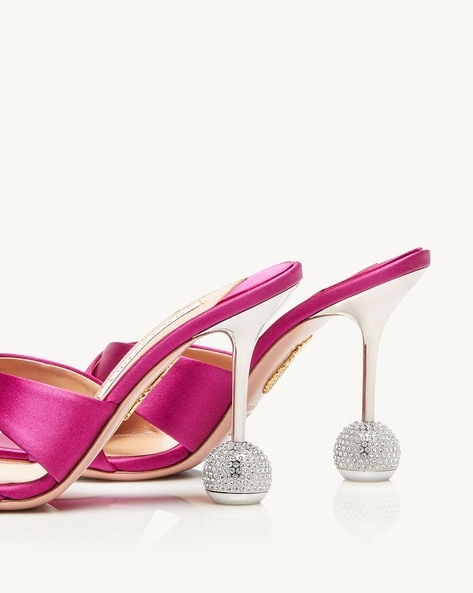 Aquazzura Yes Darling Satin Mules in Pink