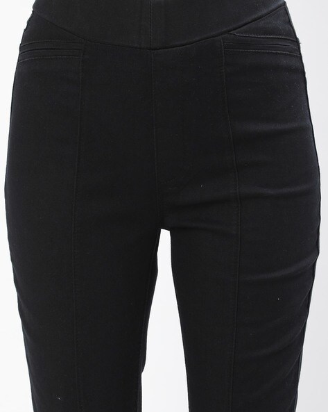 Black High Rise Panelled Jeggings