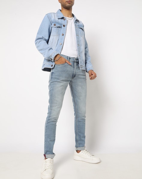 Blakely Clothing Camden Mens Light Blue Hooded Denim Jacket