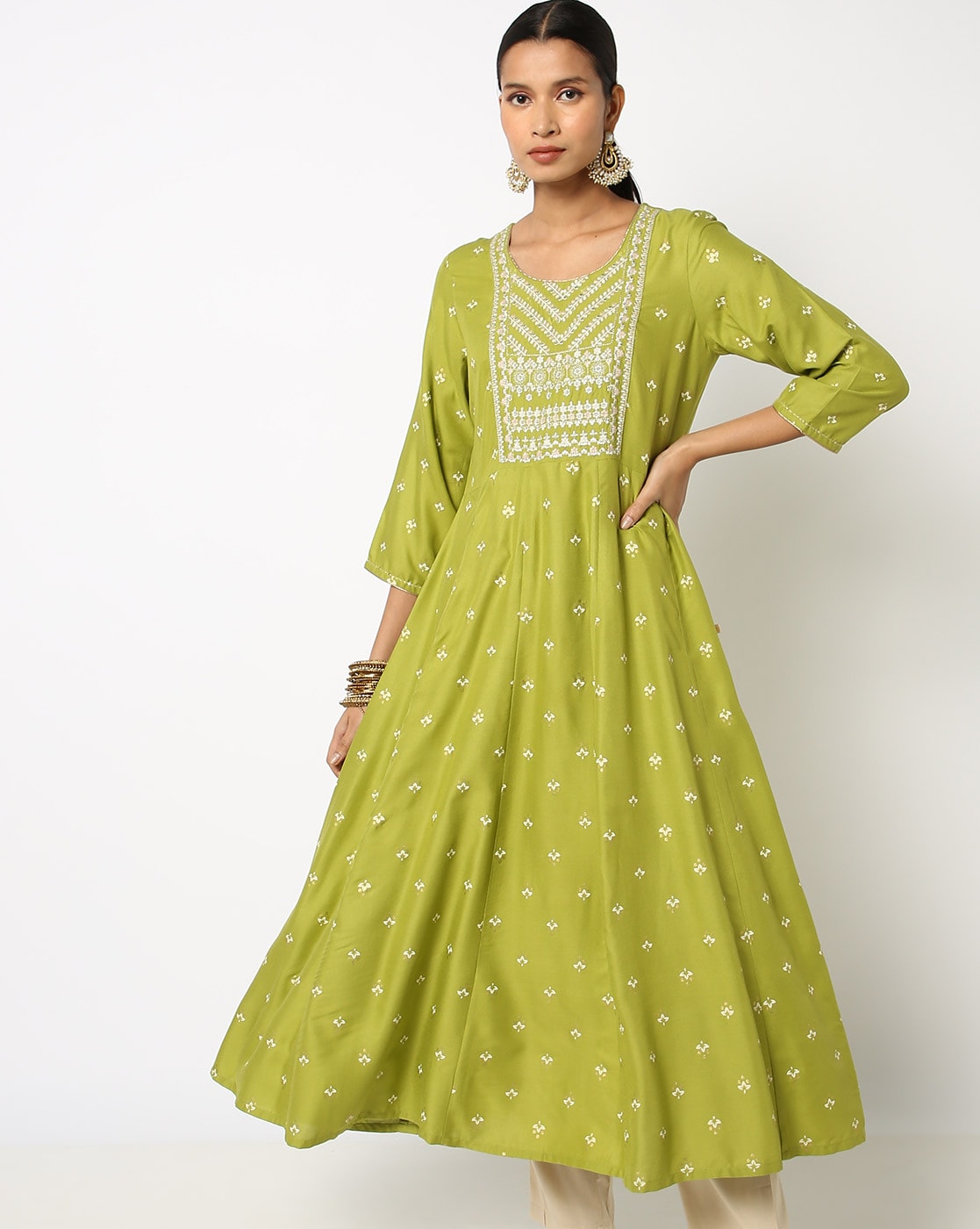 3/4 Sleeve Georgette Anarkali Chikan Kurti, S To 5XL at Rs 749 in Surat