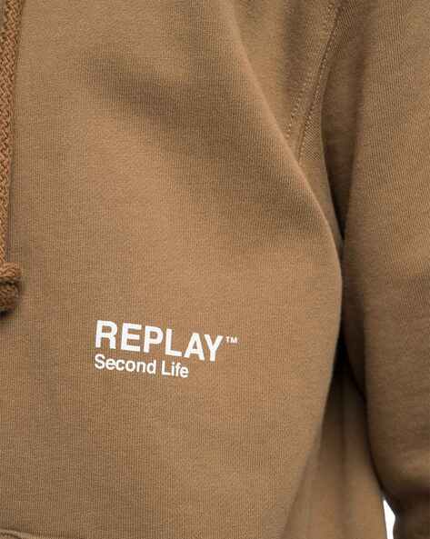 REPLAY Second Life Organic Cotton Zip Front Hoodie For Men (Brown, M)