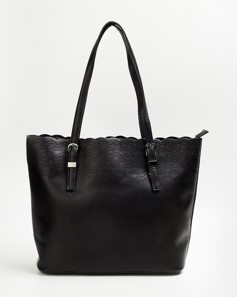 Shoulder Bag with Cutwork Accent