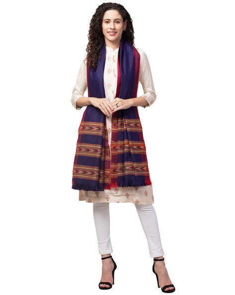 Striped Shawl with Hem Frills Price in India