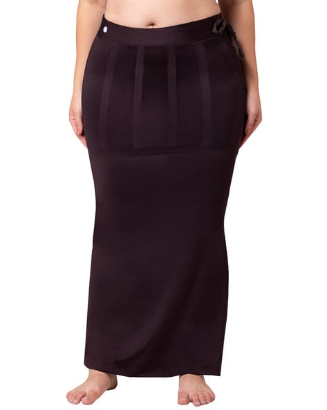 dermawear Women's Blended Saree Shapewear (Black, Small) 