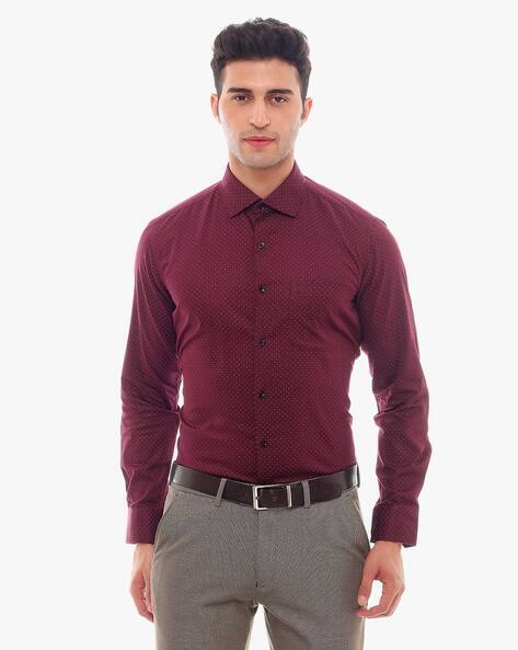 Ajio Knighthood Shirts Micro Print Slim Fit Shirt