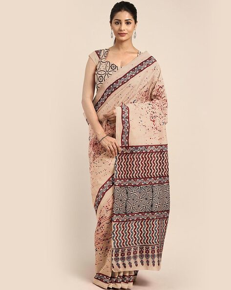 Ajrakh Print Causal Wear Blue Colour Ajrak Printed Saree Silk Cotton,  Without Blouse Piece, 5.5 m (separate blouse piece) at Rs 1450 in Chanderi