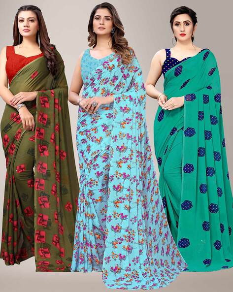 Buy online Women's Saree Combo With Blouse from ethnic wear for Women by  Vkaran for ₹599 at 80% off | 2024 Limeroad.com