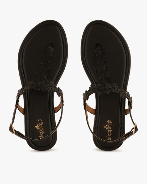 Buy Black Flat Sandals for Women by Steppings Online