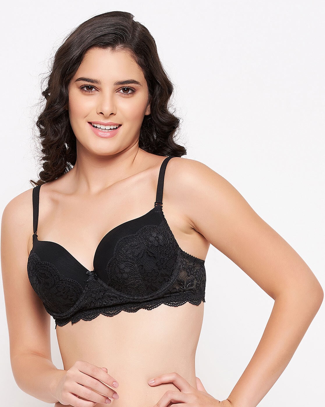 lace trim push up bra