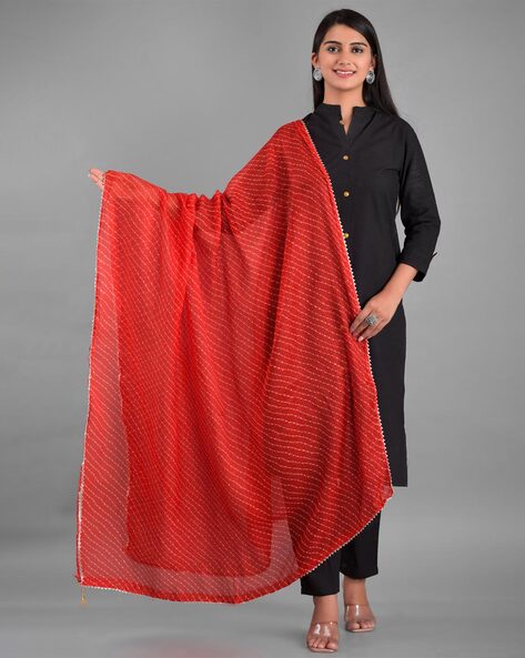 Striped Dupatta with Tassel Accent Price in India