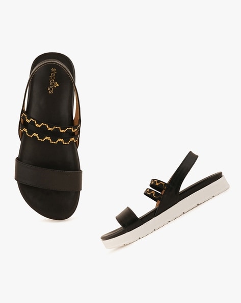 Buy Black Flat Sandals for Women by Steppings Online