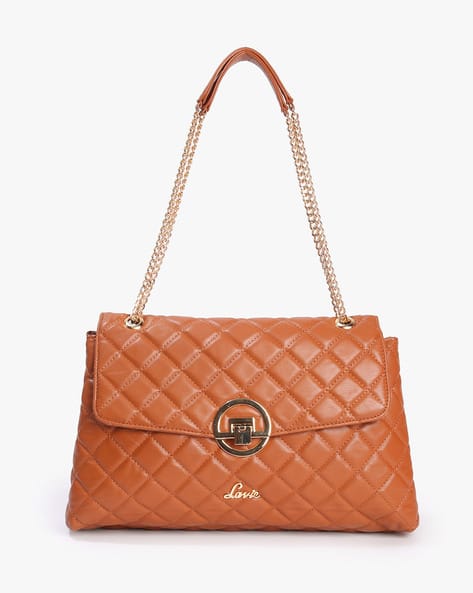 Quilted Eden Shoulder Bag with Flap Closure