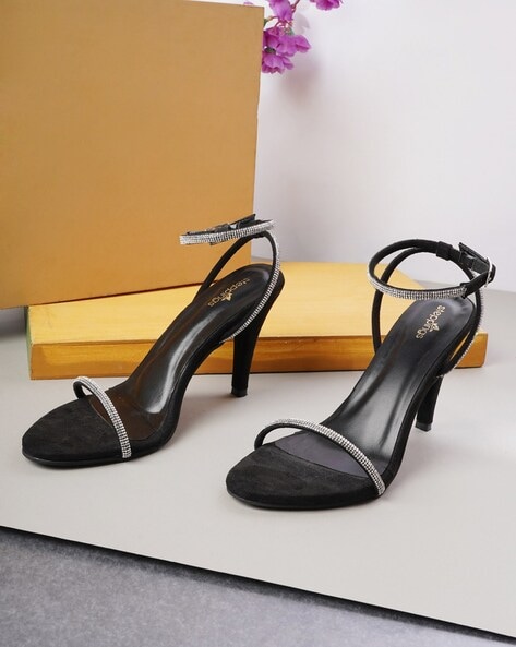 Ladies Thin Ankle-Strap Mule Kitten Heel Sandal - Cerise