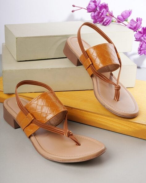 Checked Sling Back Flat Sandals