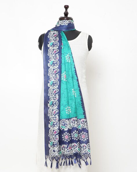 Colourblock Dupatta with Floral Print Price in India
