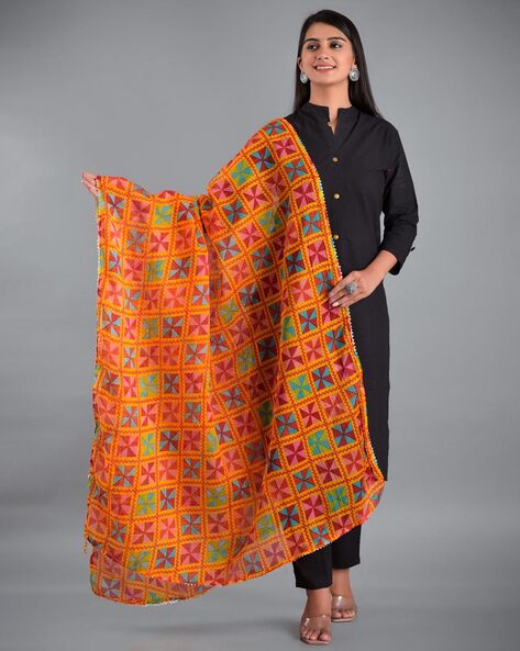 Printed Dupatta with Tassel Accent Price in India