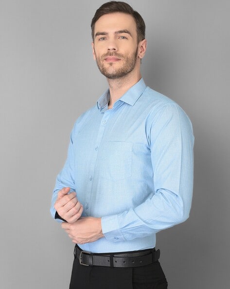 Mens Blue shirt - Buy Blue shirt in USA, Blue Collar shirt, Blue formal  shirt, Blue Round collar shirt