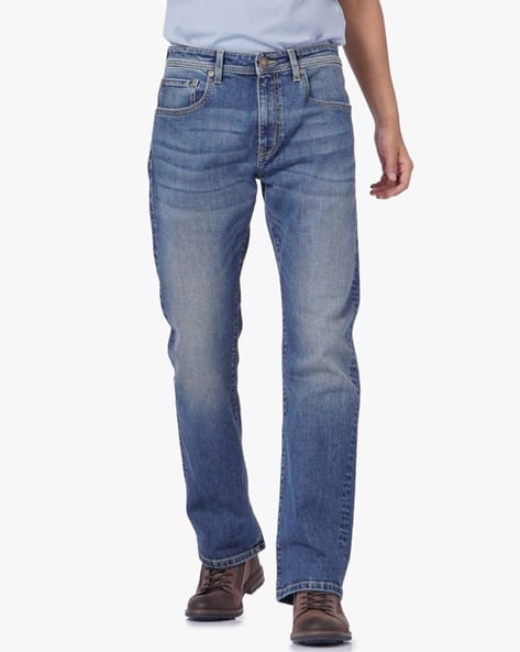 Low-Rise Bootcut Jeans with Whiskers