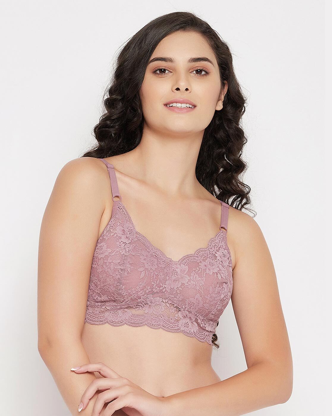 Buy SOIE- Full Coverage Padded Non Wired Nude Lace Bra-Nude-40C