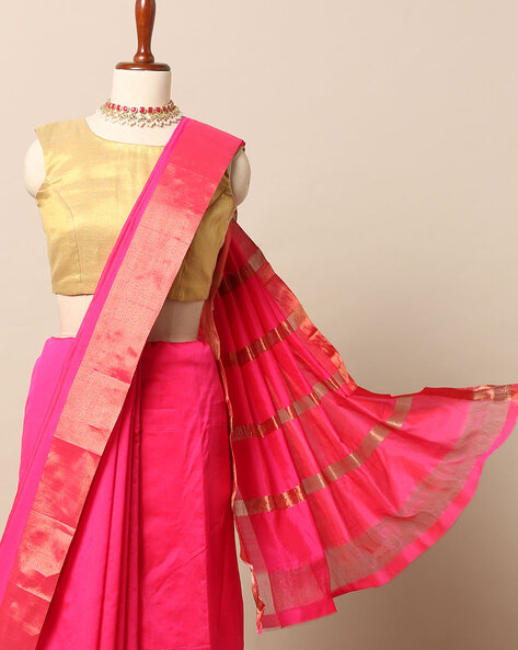 Silk cotton plain saree – www.