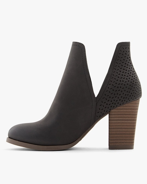 Almond toe black on sale booties