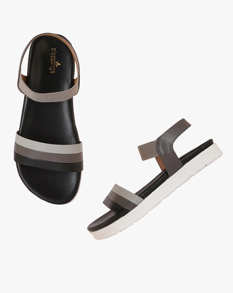 Buy Black Flat Sandals for Women by Steppings Online