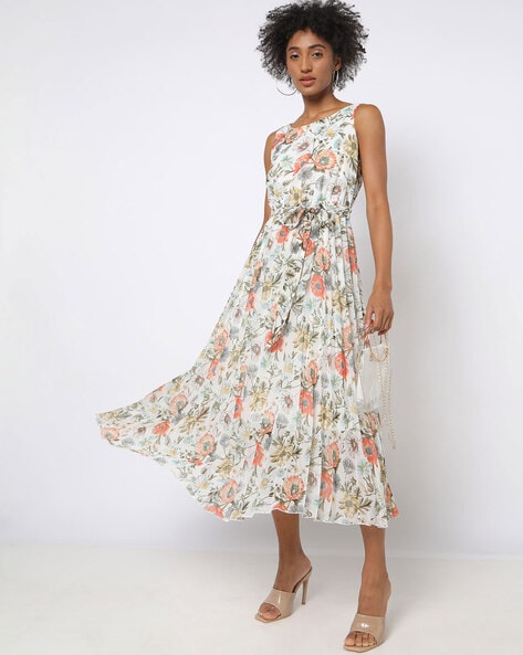 Buy Rupa Garments Women Fit and Flare Dress  A-Line Floral Maxi Dress  White Online In India At Discounted Prices