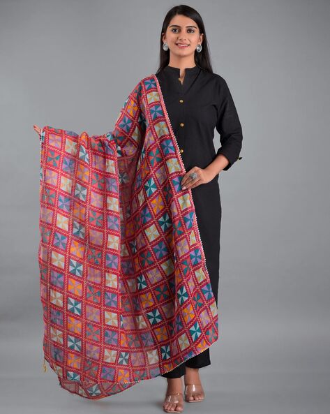 Printed Dupatta with Tassel Accent Price in India