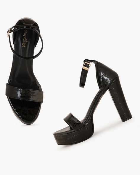 Reptilian Pattern Block Heeled Platforms